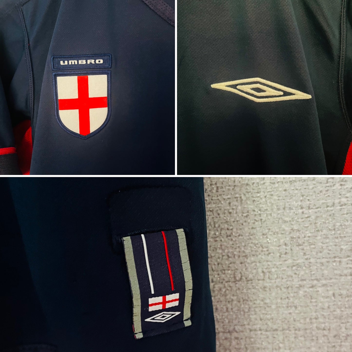 England away reversible football shirt W/C 2002 Beckham Small