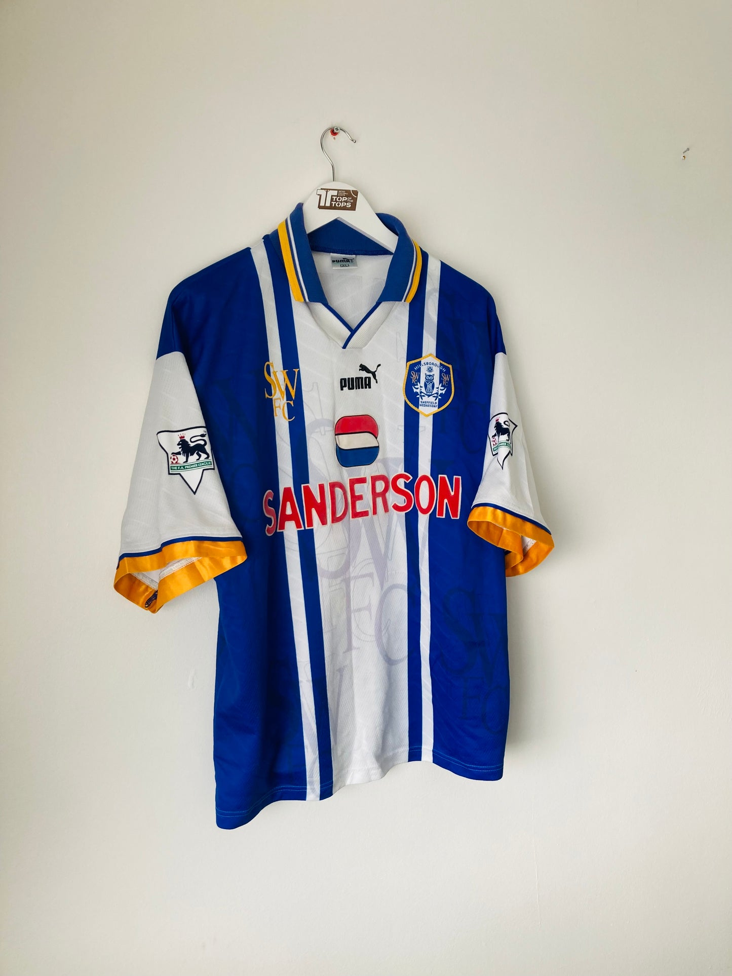 Sheffield Wednesday home football shirt 1995/97 Waddle XL