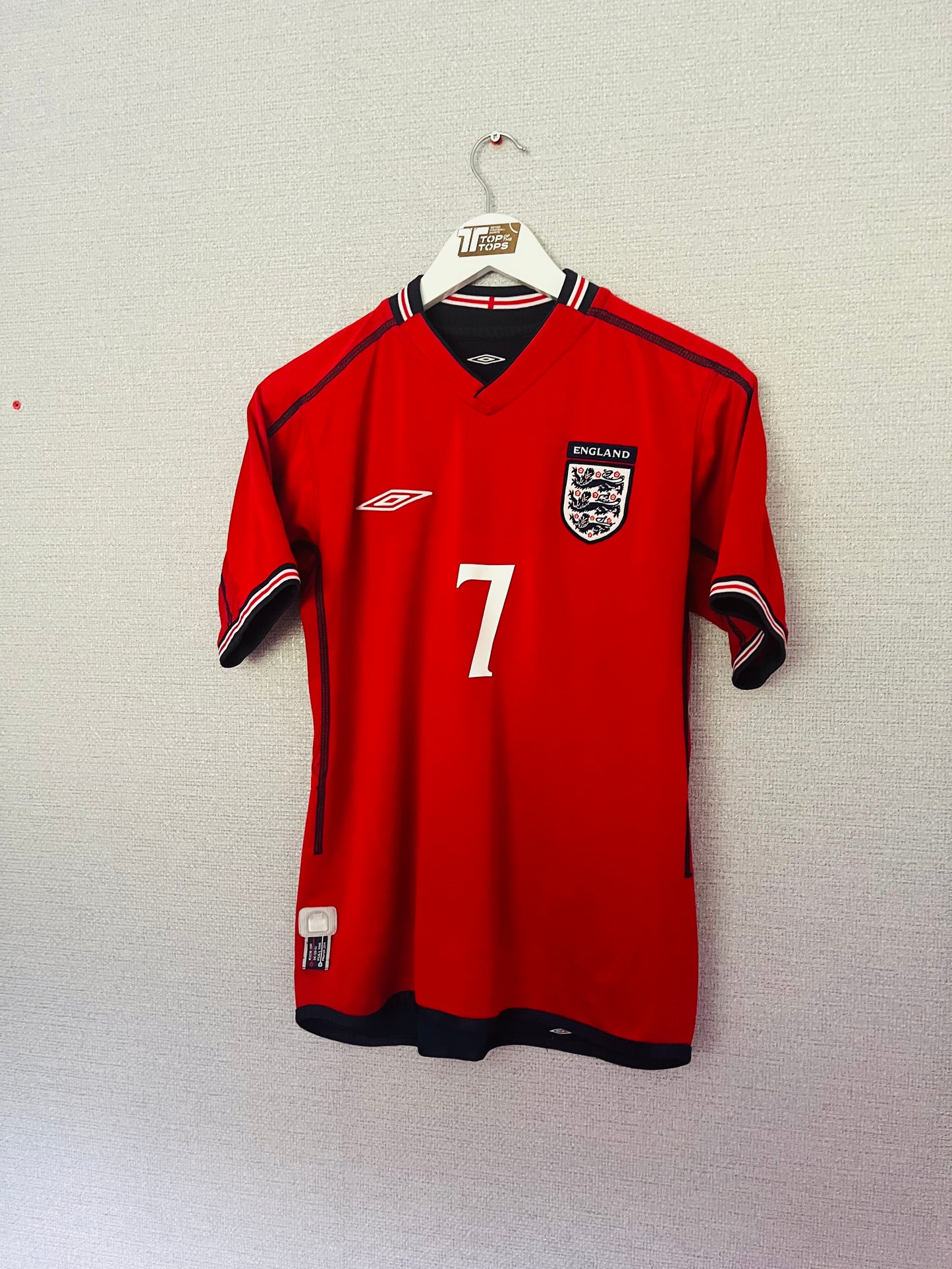 England away reversible football shirt W/C 2002 Beckham Small