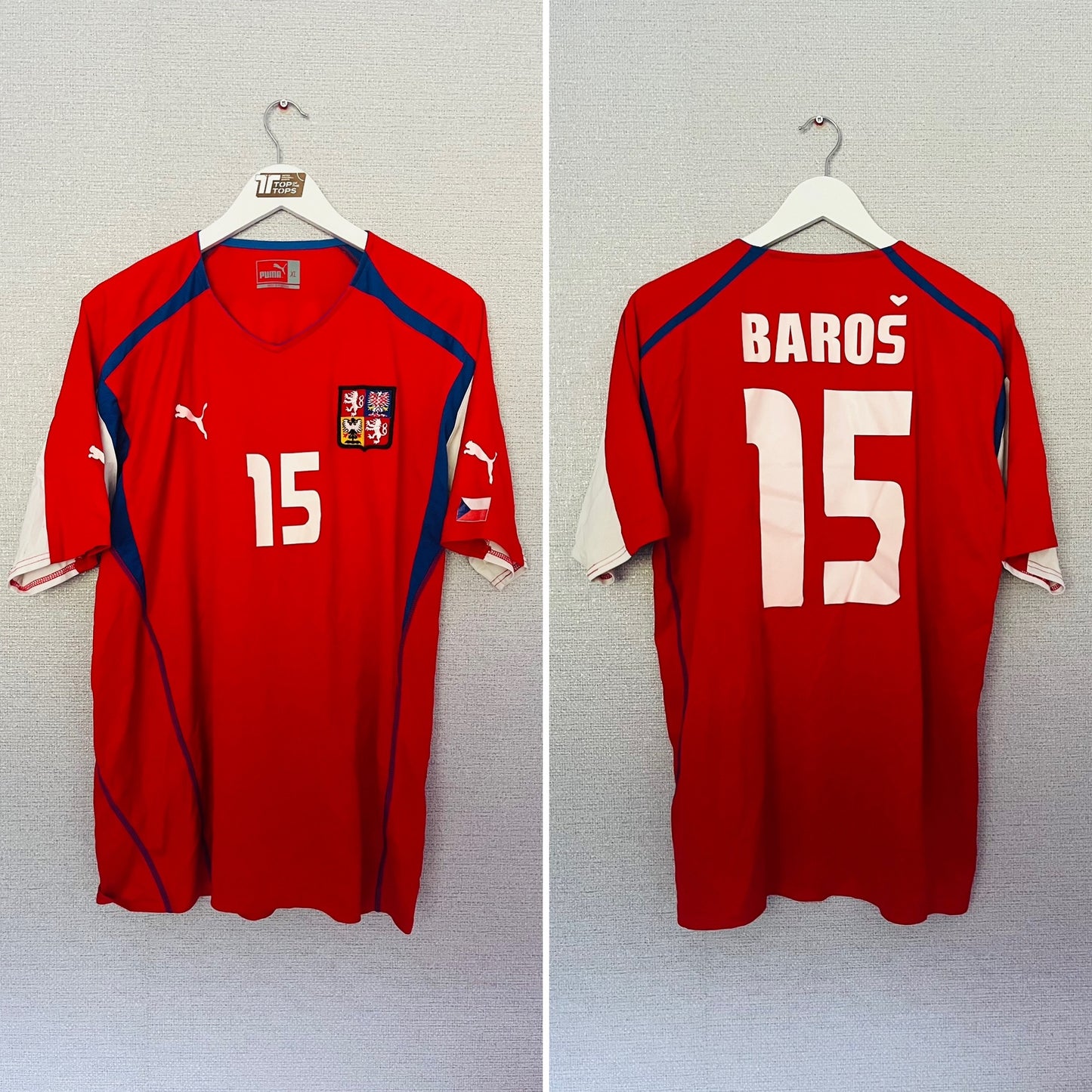 Czech Republic home football shirt Euro 2004 Baros XL