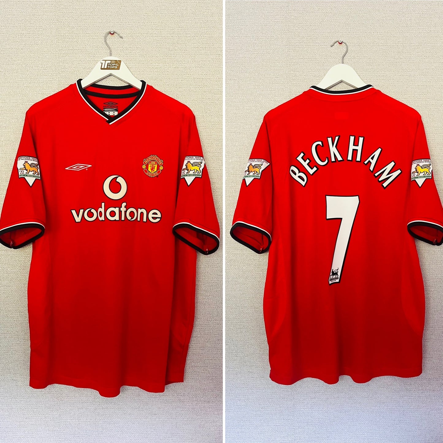 Manchester United home football shirt 2000/01 Beckham XL