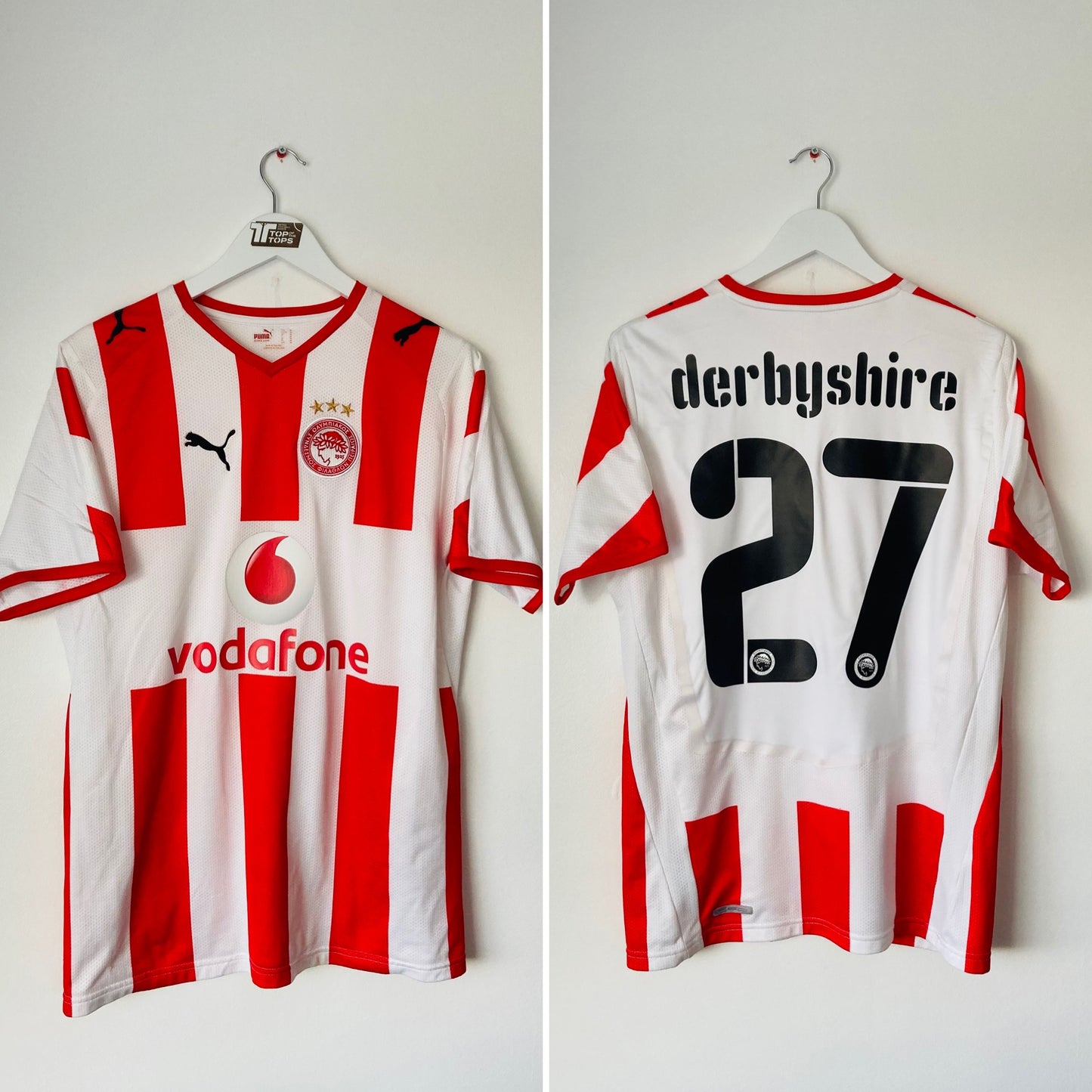 Olympiakos home football shirt 2008/09 Derbyshire Medium