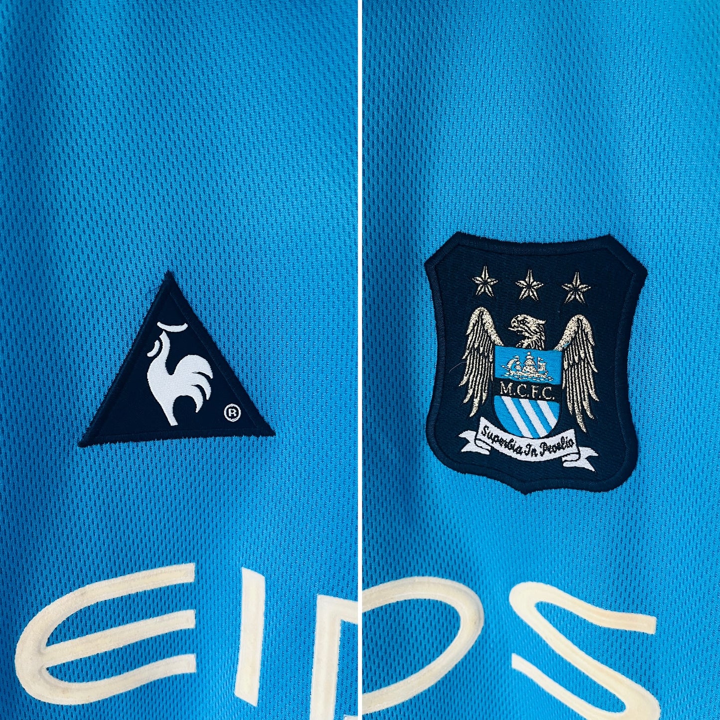 Manchester City home football shirt 2001/02 Wanchope Medium
