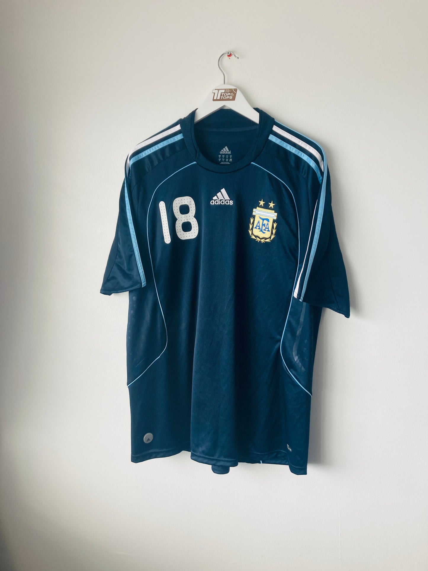 Argentina away football shirt 2007/09 Messi XL