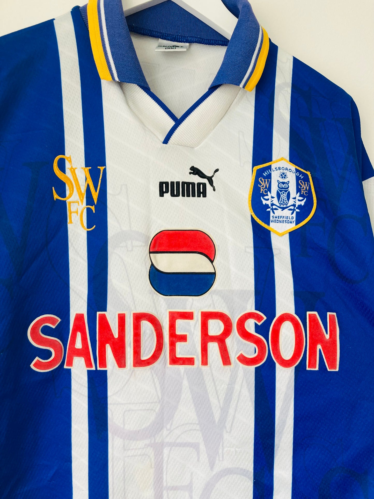 Sheffield Wednesday home football shirt 1995/97 Waddle XL