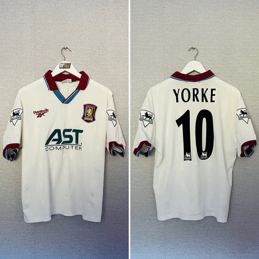 Aston Villa away football shirt 1996/98 Yorke Medium