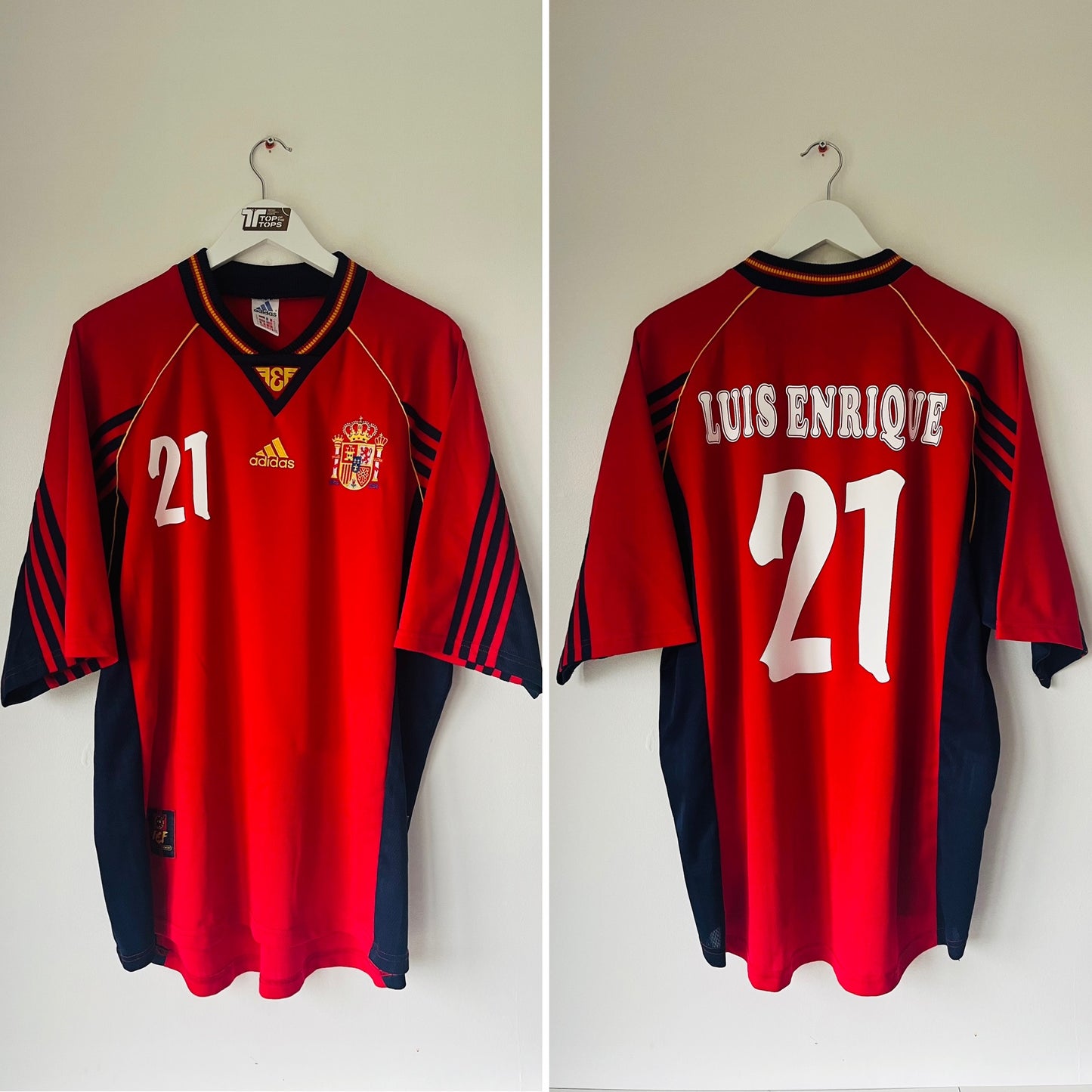 Spain home football shirt W/C 1998 Luis Enrique XL