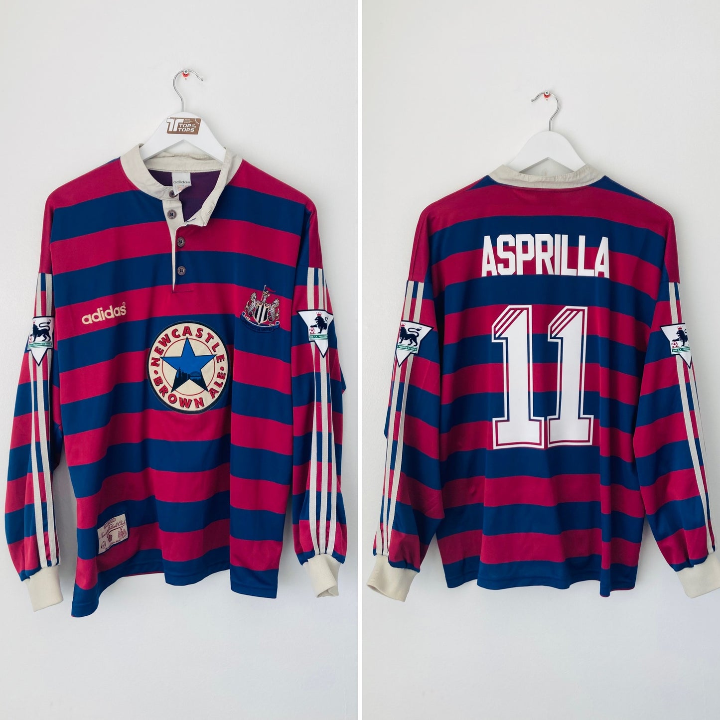 Newcastle United away football shirt 1995/96 Asprilla XL