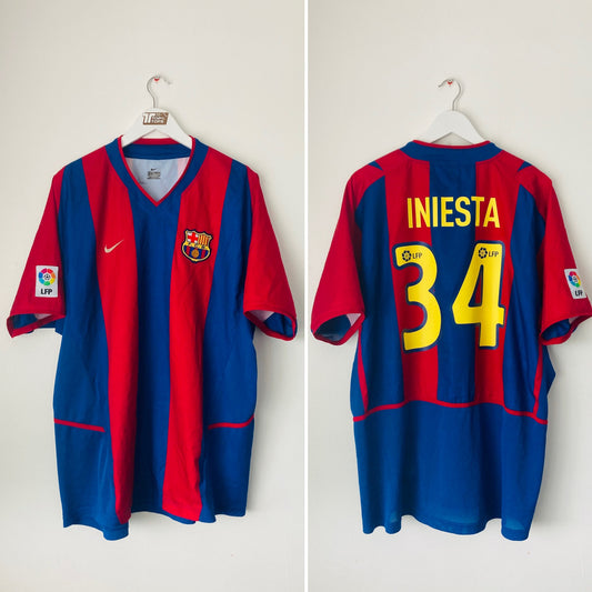 Barcelona home football shirt 2002/04 Iniesta XXL