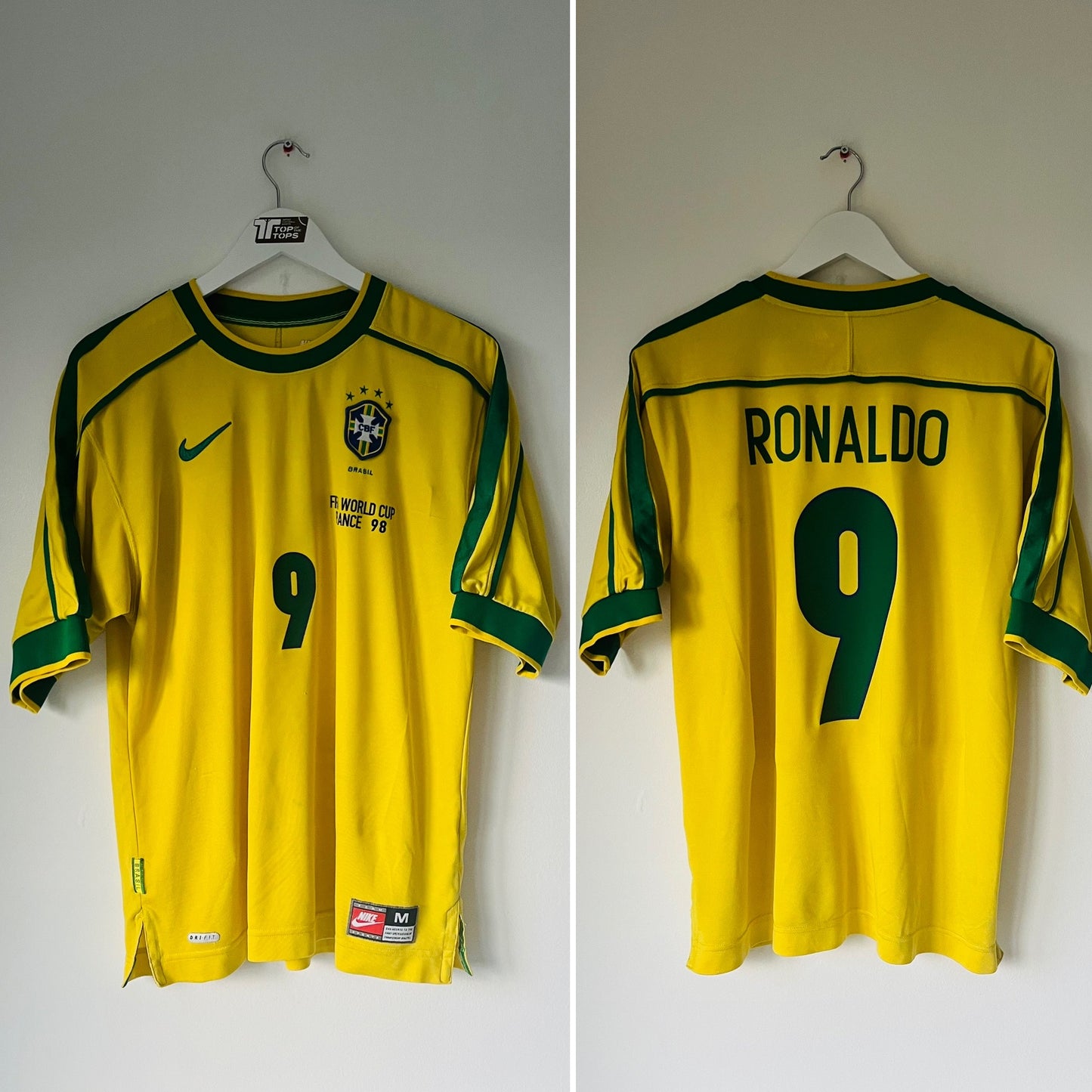 Brazil home football shirt
W/C 1998 R9 medium
