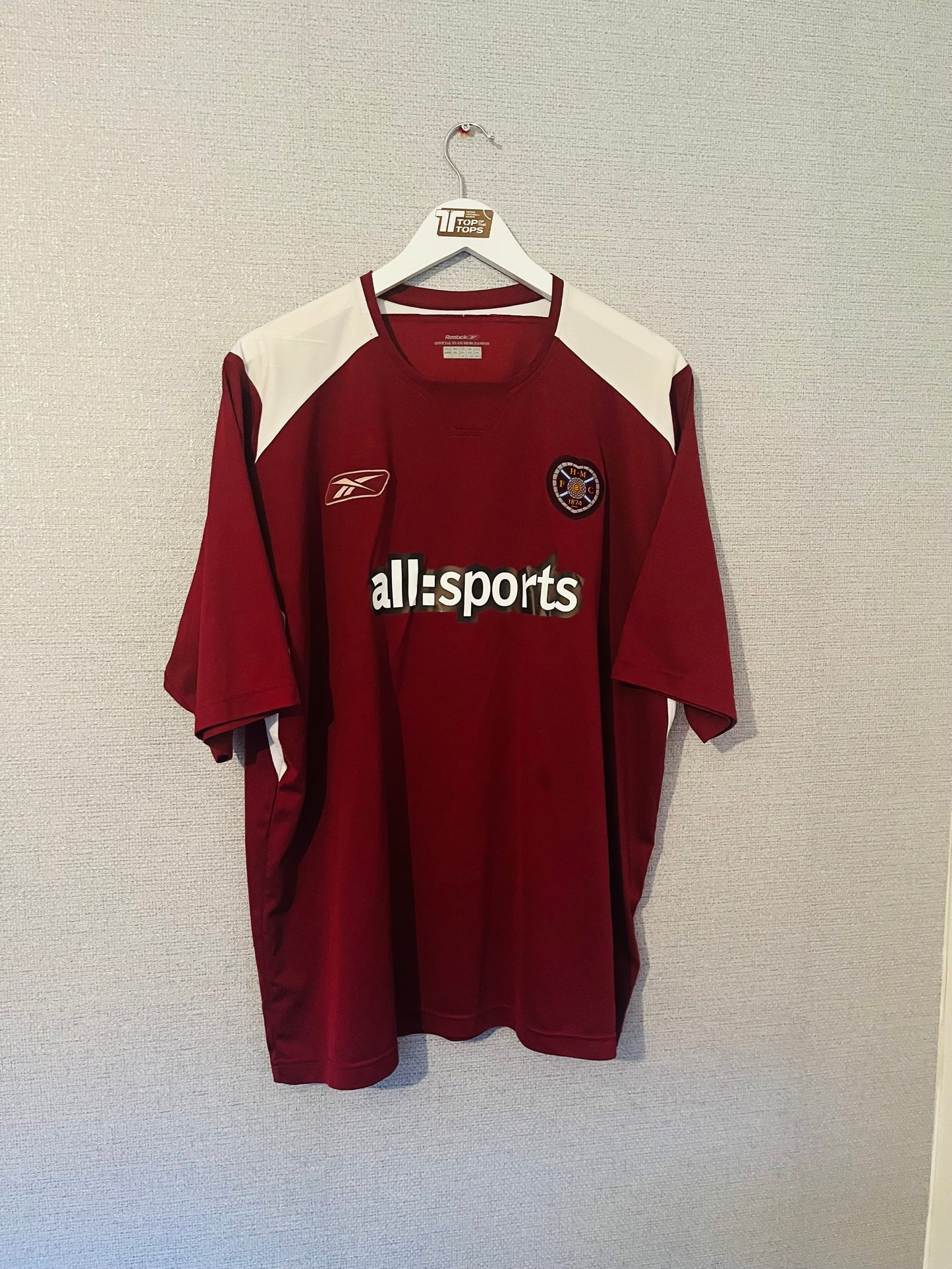 Heart of Midlothian Hearts home football shirt 2004/05 De Vries XXL