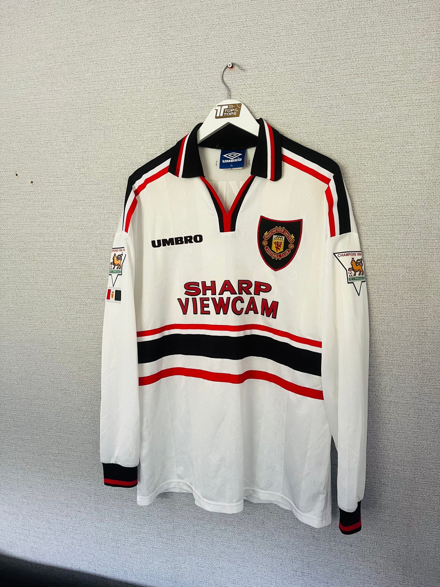 Manchester United away football shirt 1997/98 L/S Beckham XL