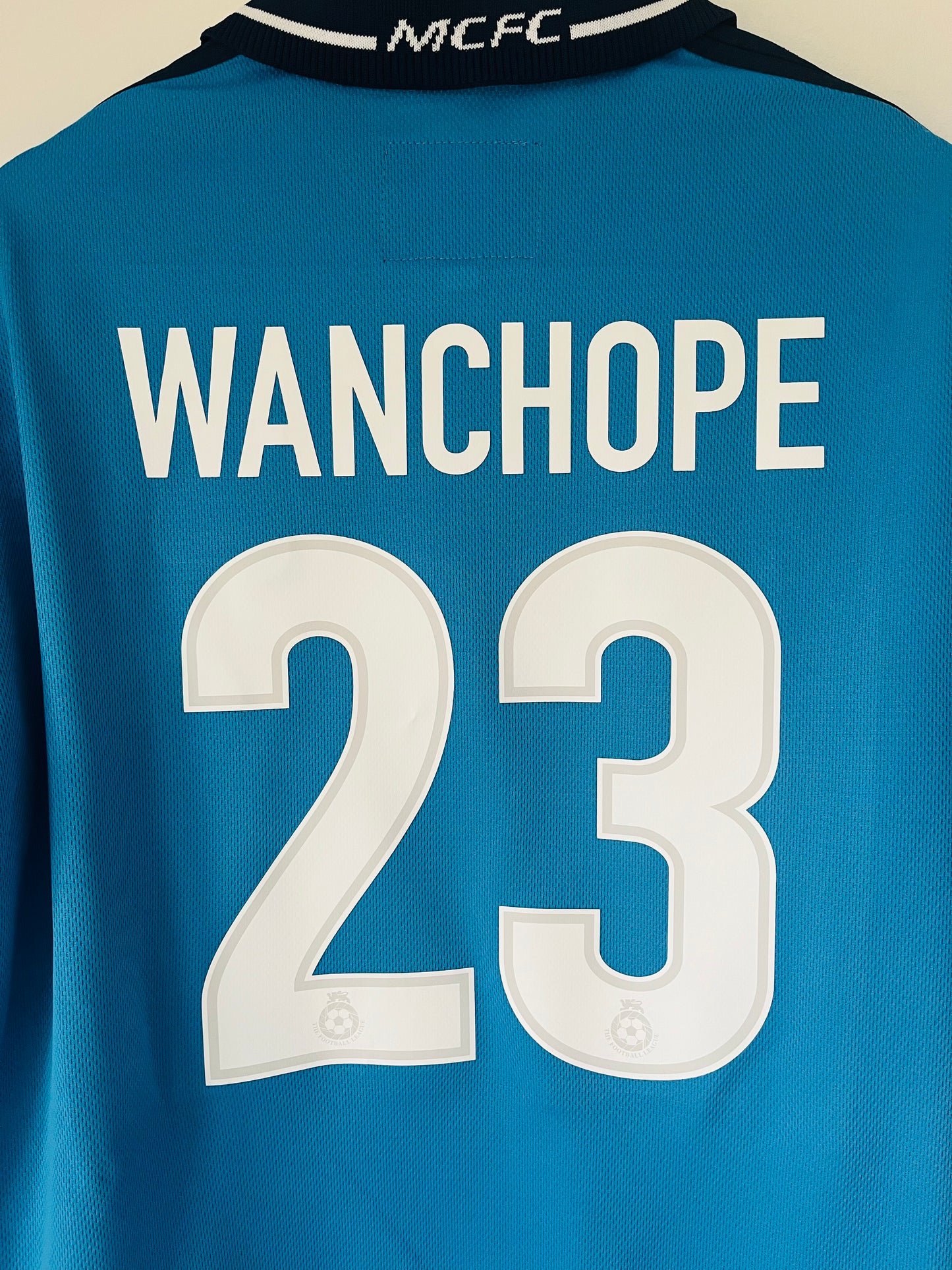 Manchester City home football shirt 2001/02 Wanchope Medium