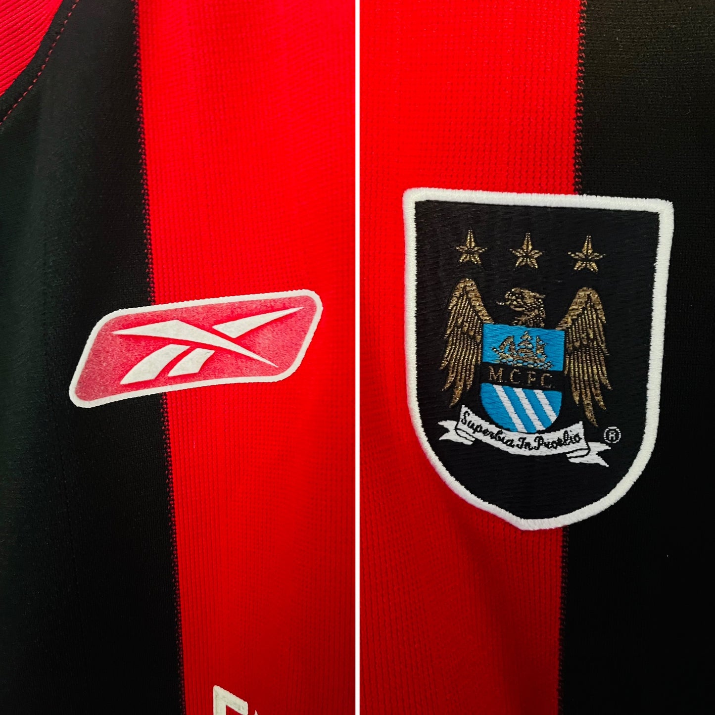 Manchester City away football shirt 2003/04 Sun Jihai Large
