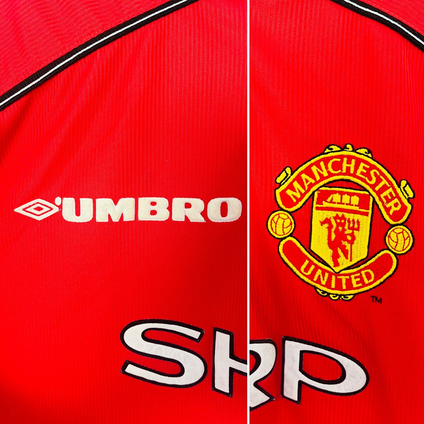 Manchester United home football shirt 1999/2000 Beckham XL