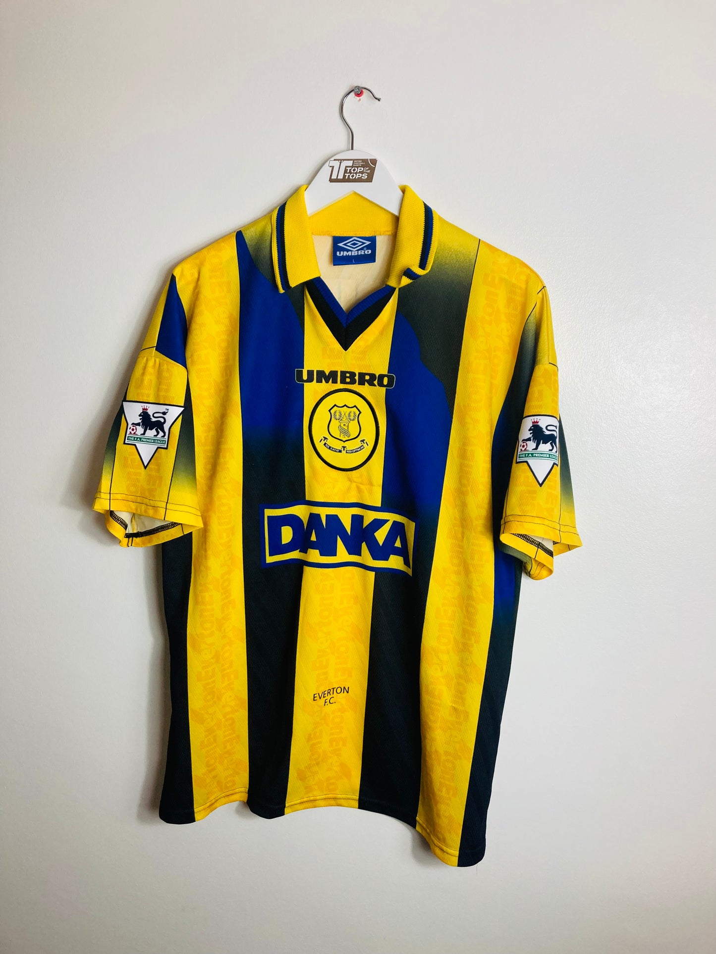 Everton away football shirt 1996/97 Ferguson Large