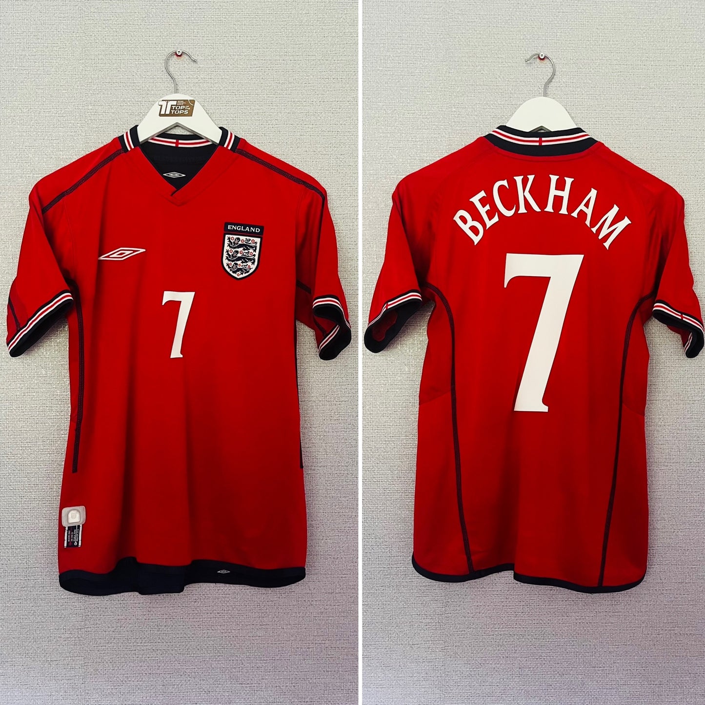 England away reversible football shirt W/C 2002 Beckham Small