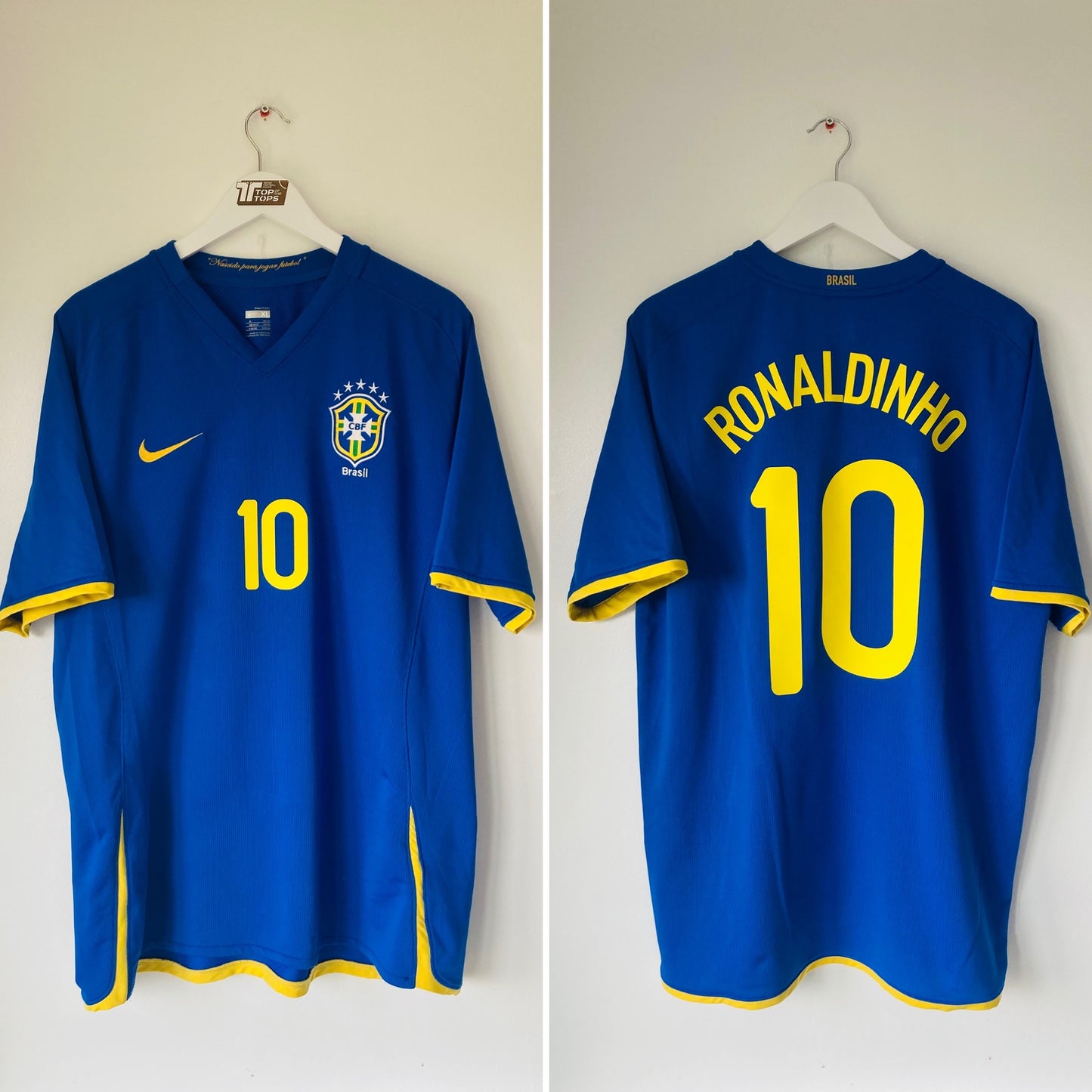Brazil away football shirt 2008/10 Ronaldinho XL