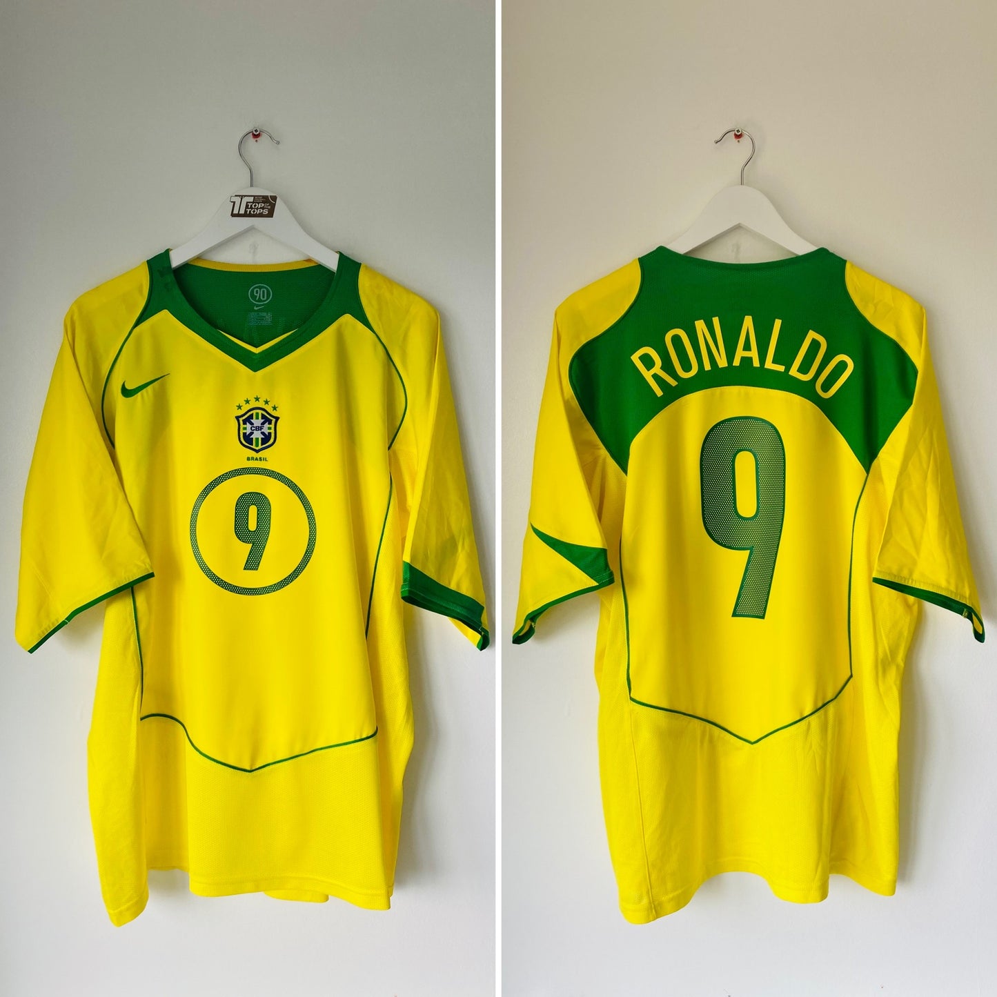 Brazil home football shirt 2004/06 R9 XL