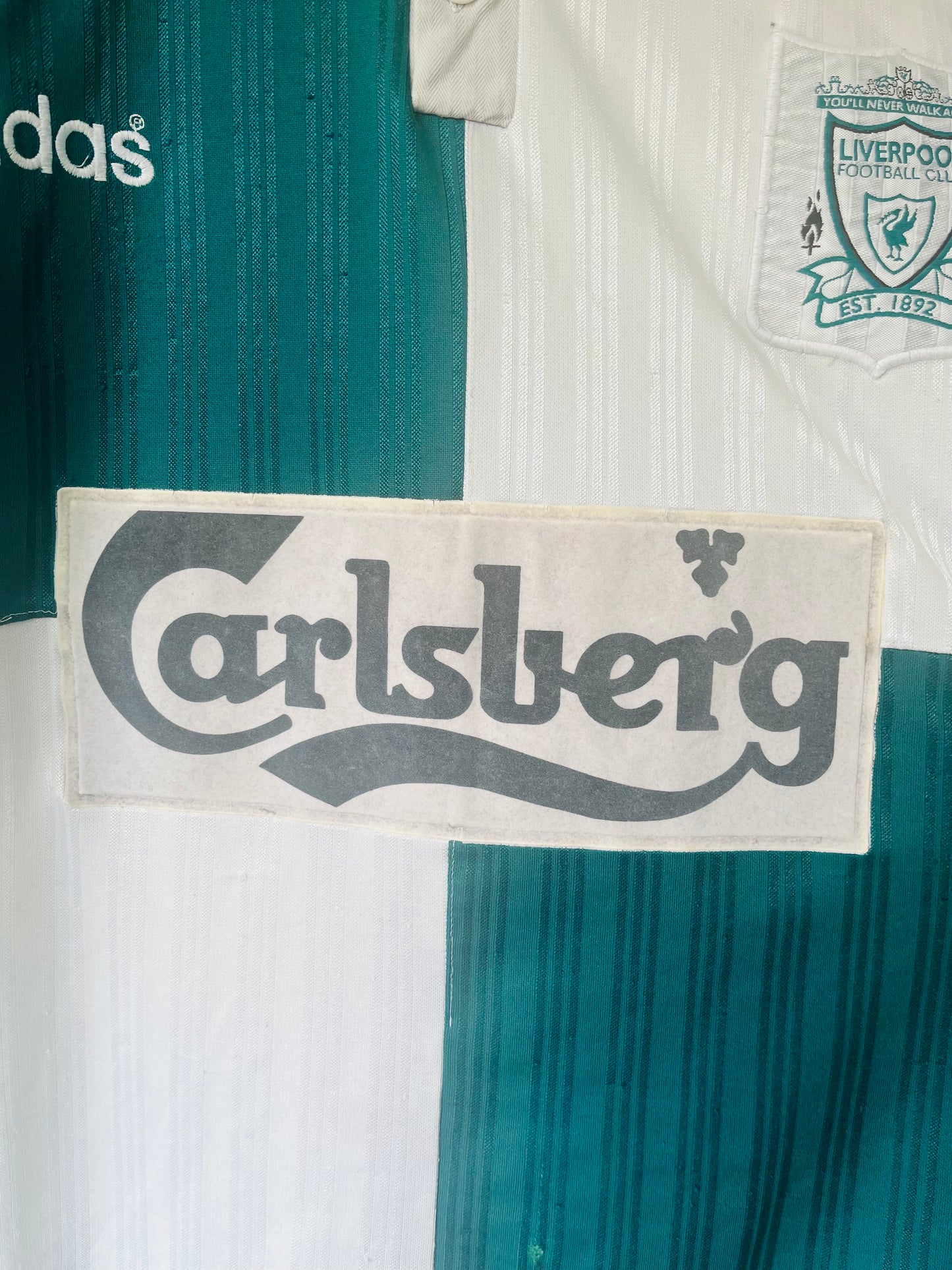Liverpool away football shirt 1995/96 Fowler XL