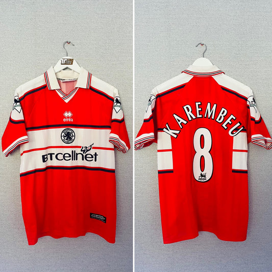 Middlesbrough home football shirt 2000/01 Karembeu Medium