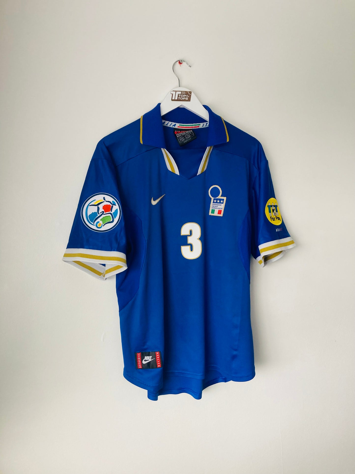 Italy home football shirt Euro 1996 Maldini XL