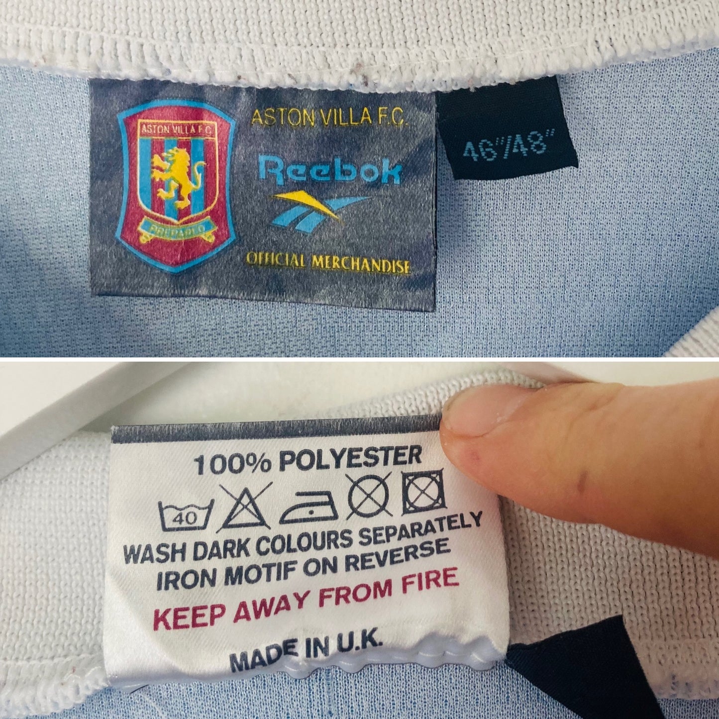 Aston Villa away football shirt 1997/98 Yorke XL