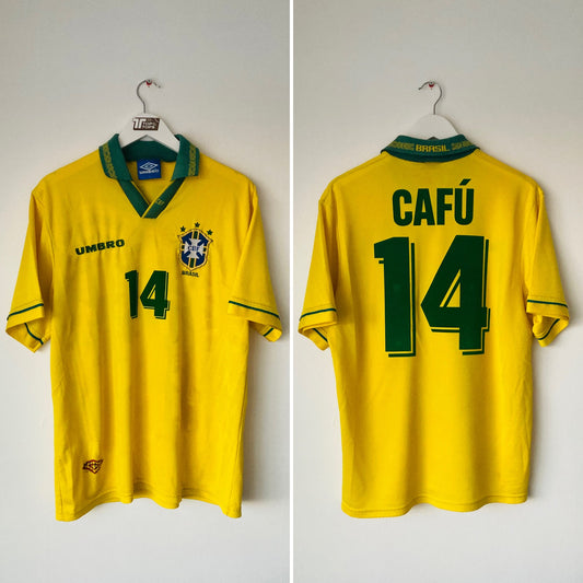Brazil home football shirt         W/C1994 Cafu Large