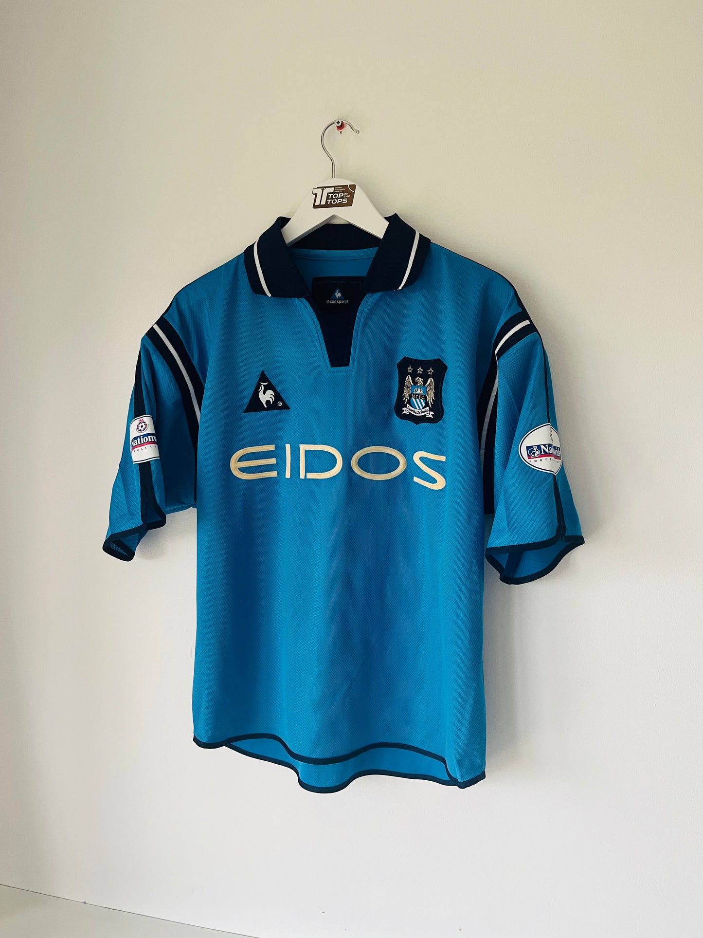 Manchester City home football shirt 2001/02 Wanchope Medium