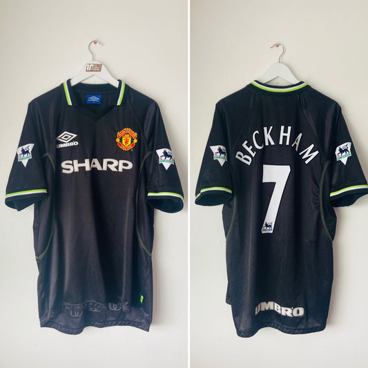 Manchester United third football shirt 1998/99 Beckham XL