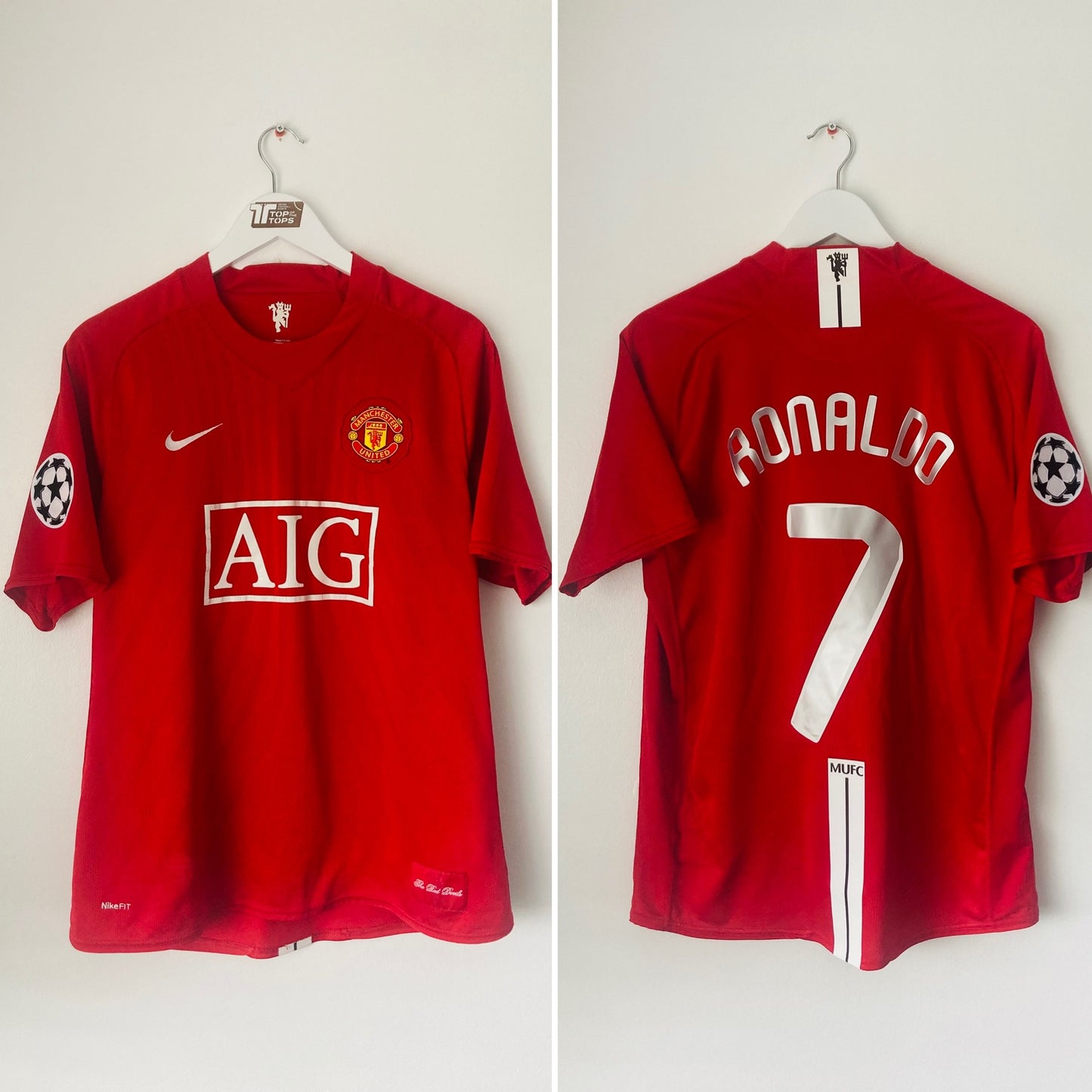 Manchester United home football shirt 2007/08 CR7 Large