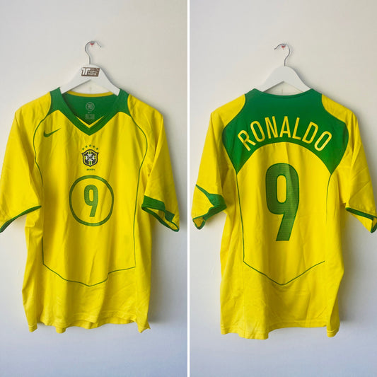 Brazil home football shirt 2004/06 R9 Large