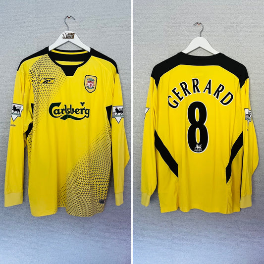 Liverpool away football shirt 2004/05 Gerrard Large L/S