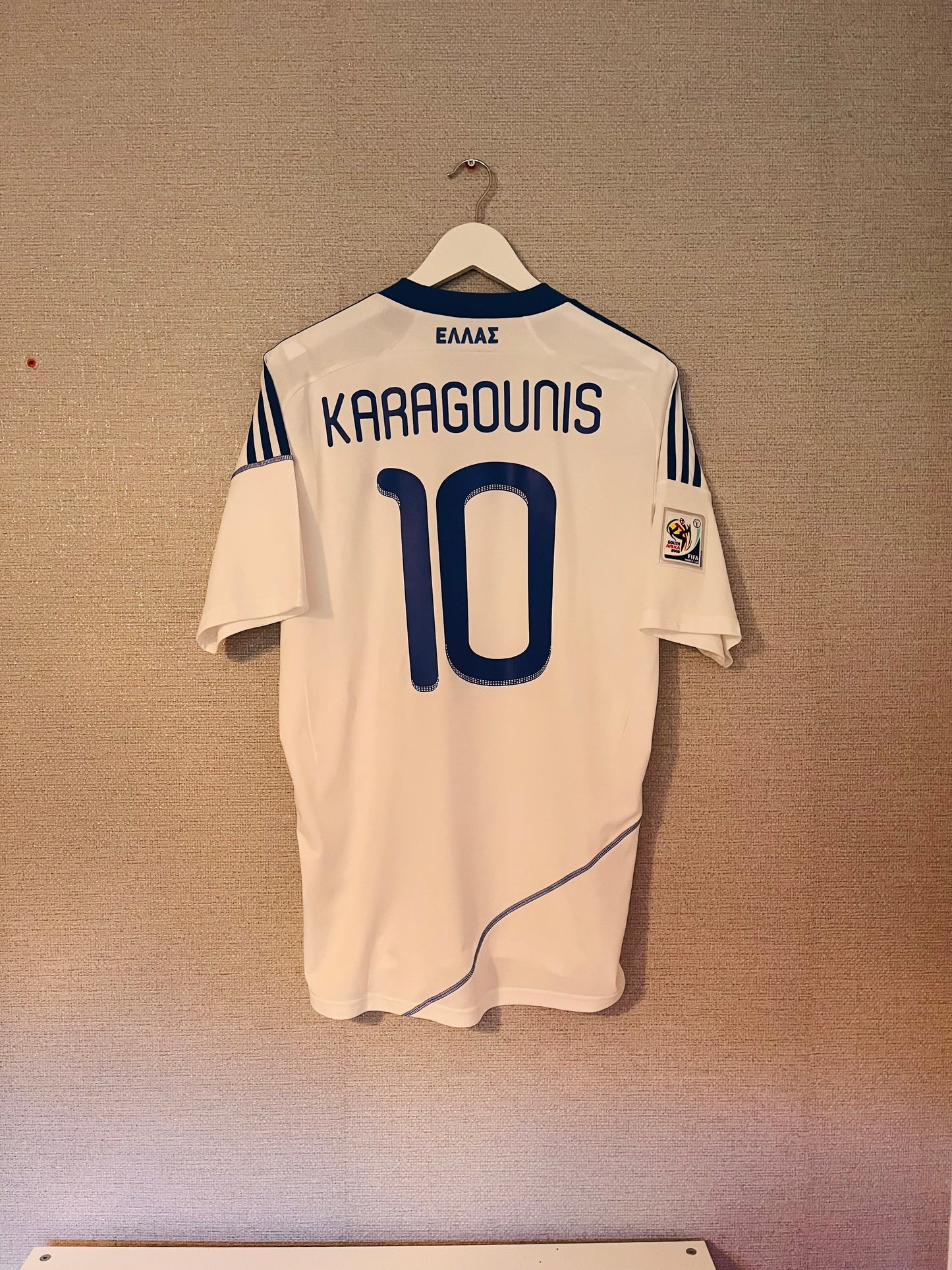 Greece home football shirt         W/C 2010 Karagounis Medium