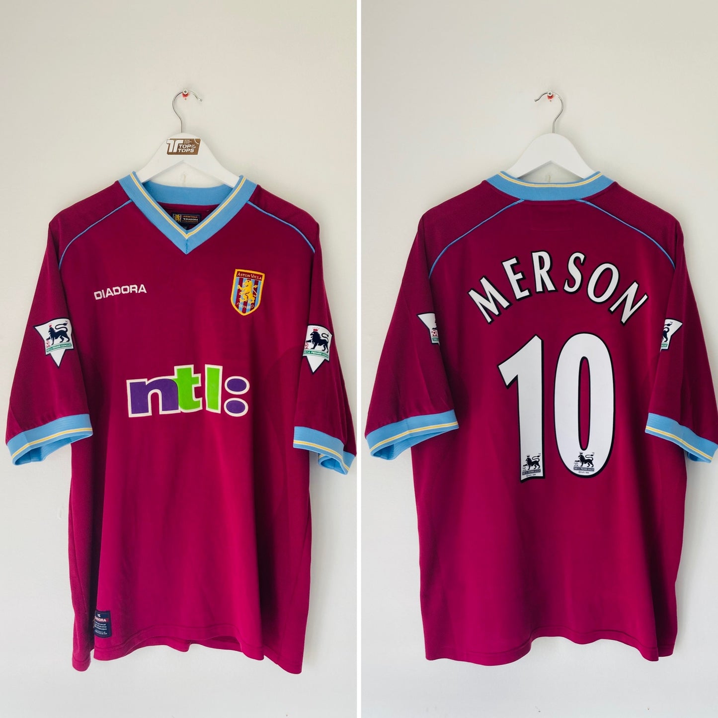 Aston Villa home football shirt 2001/02 Merson XL