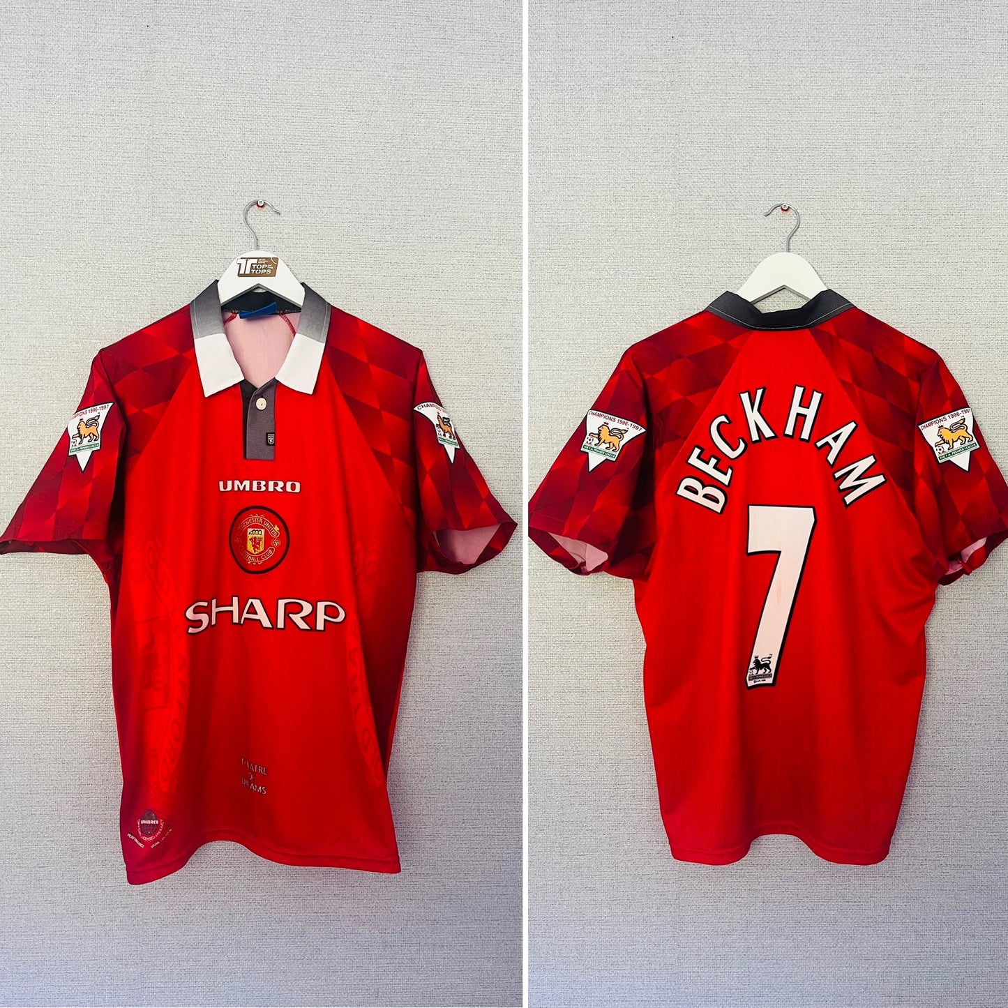 Manchester United home football shirt 1997/98 Beckham Medium