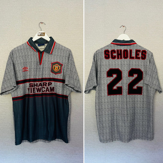 Manchester United away football shirt 1995/96 Scholes Large
