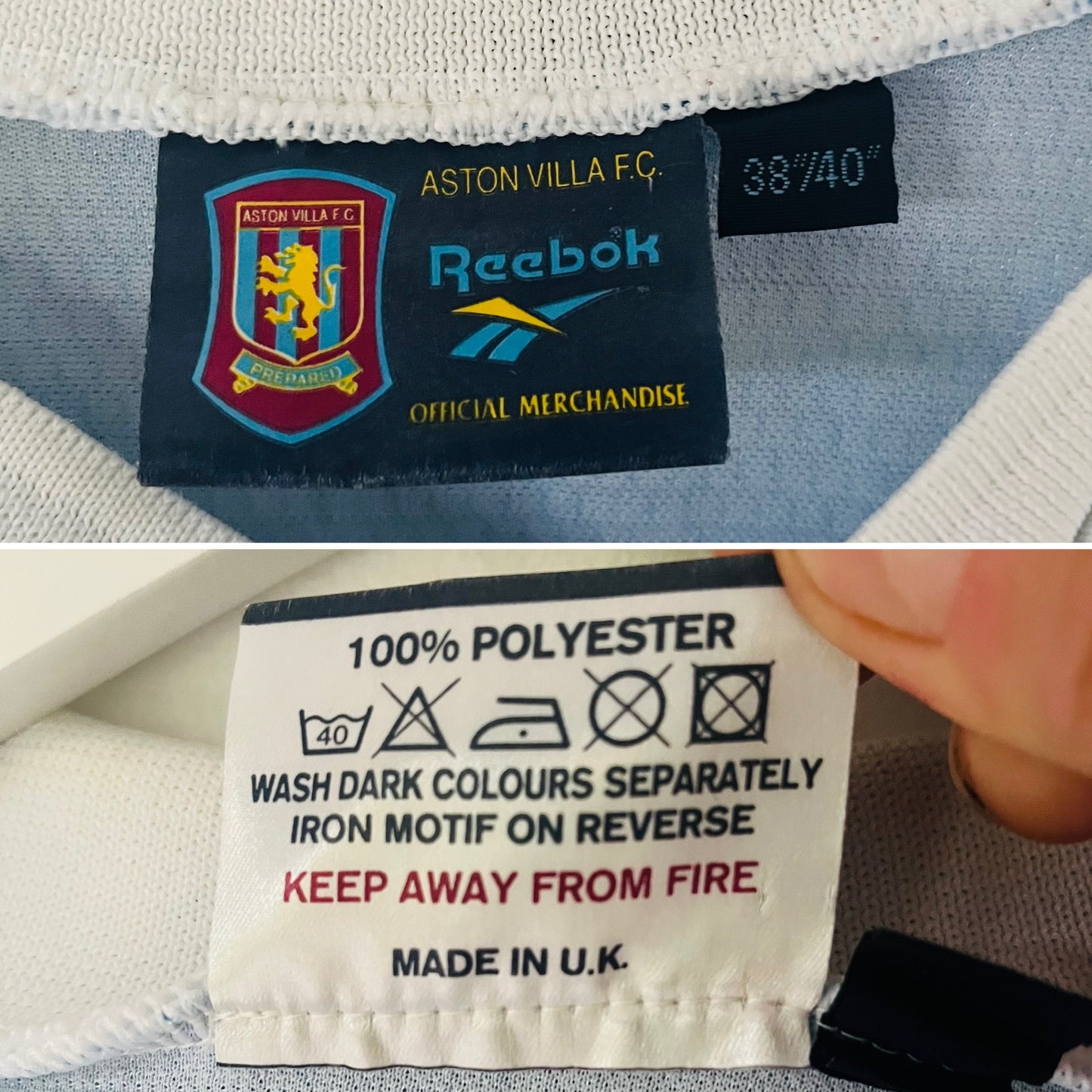Aston Villa away football shirt 1997/98 Yorke Medium