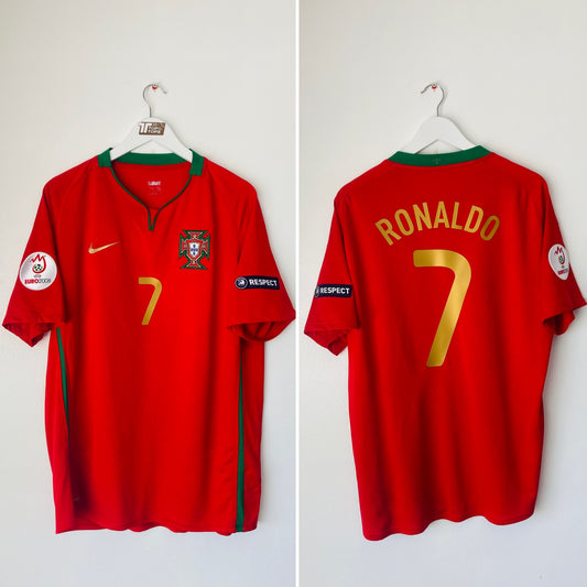 Portugal home football shirt  Euro 2008 CR7 XL