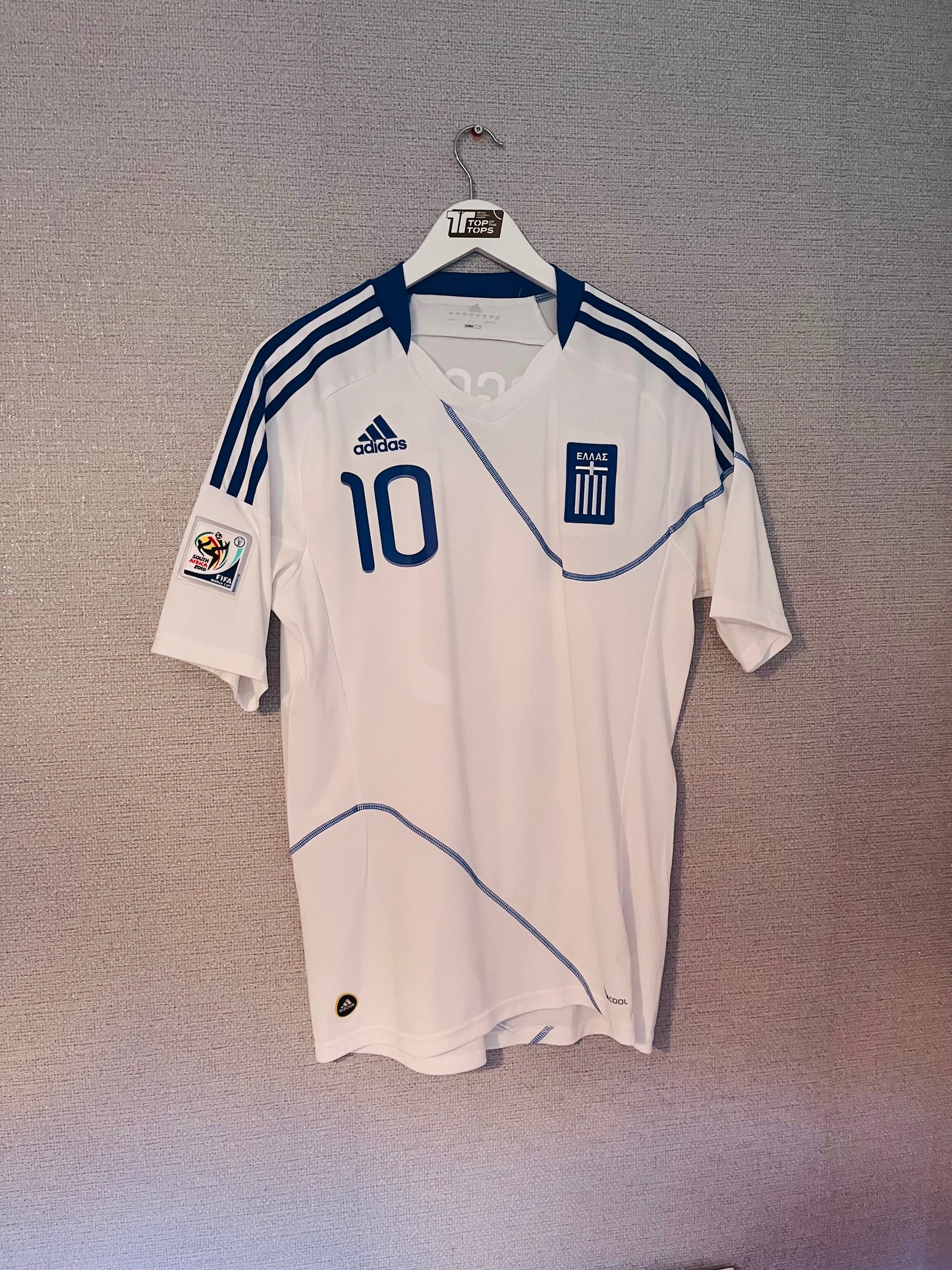 Greece home football shirt         W/C 2010 Karagounis Medium
