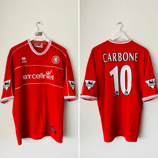 Middlesbrough home football shirt 2001/02 Carbone XL