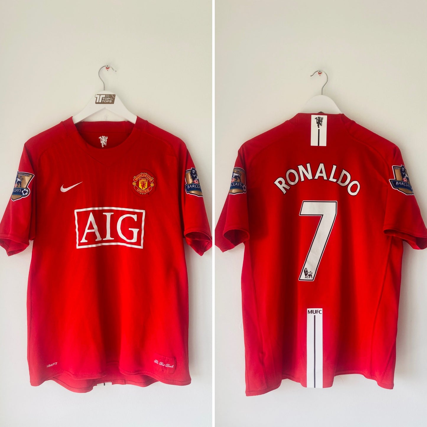 Manchester United home football shirt 2007/08 CR7 Medium