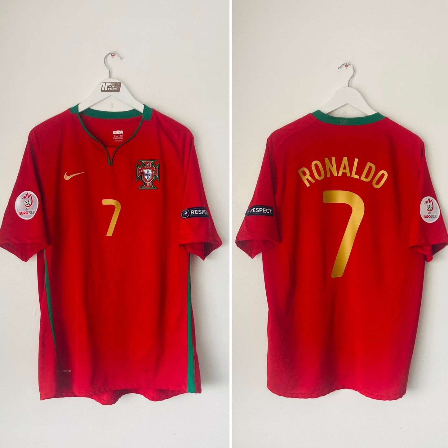 Portugal home football shirt Euro 2008 CR7 XL