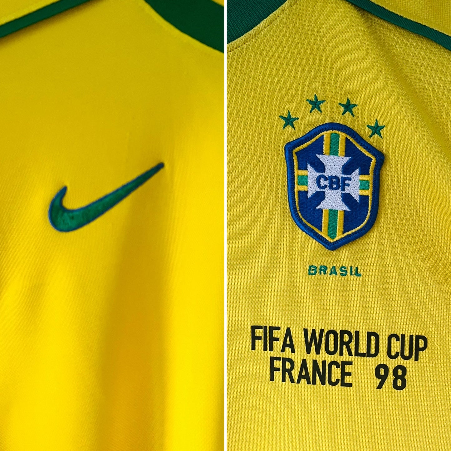 Brazil home football shirt
W/C 1998 R9 medium