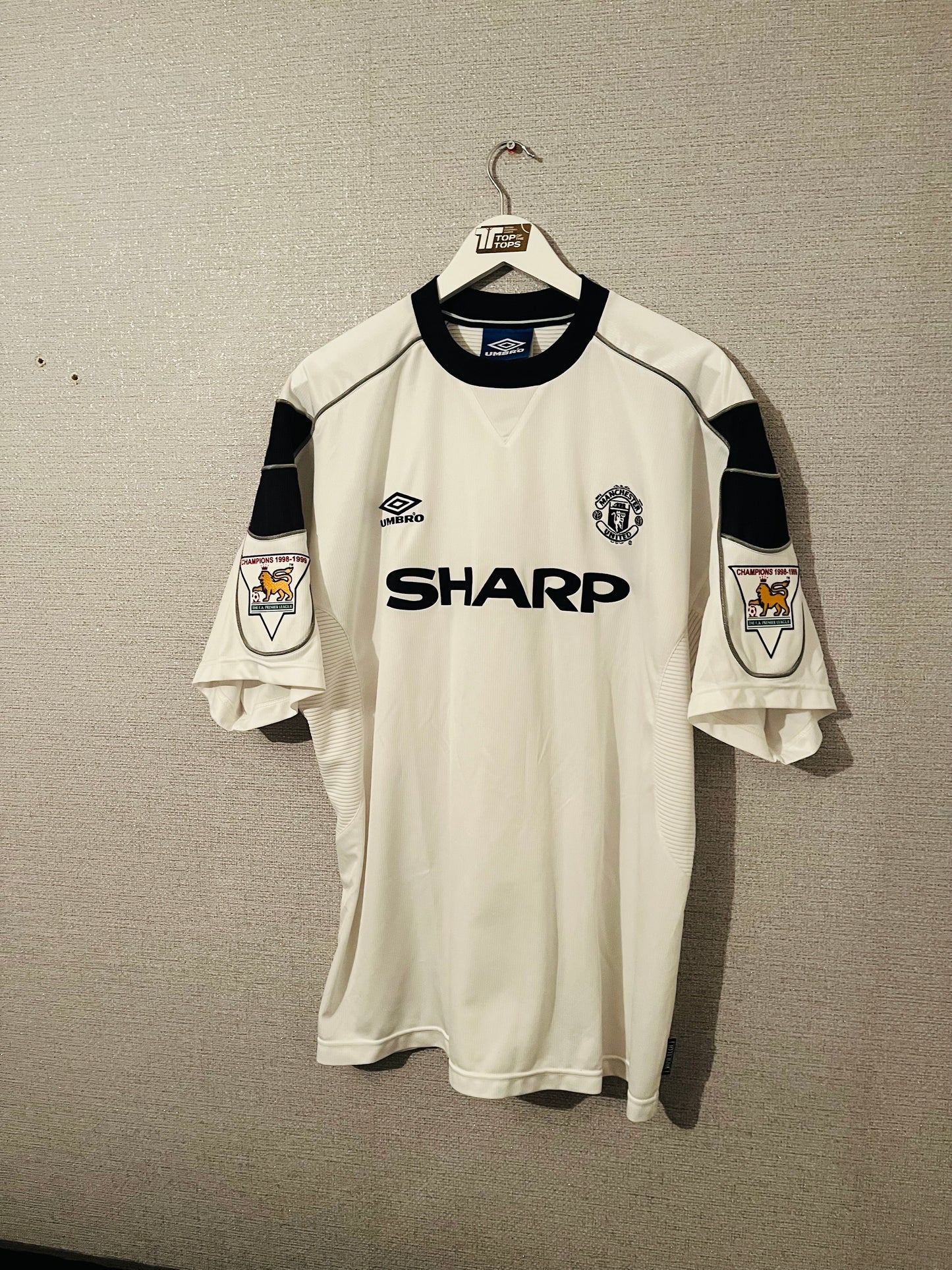 Manchester United away football shirt 1999/2000 Stam XL