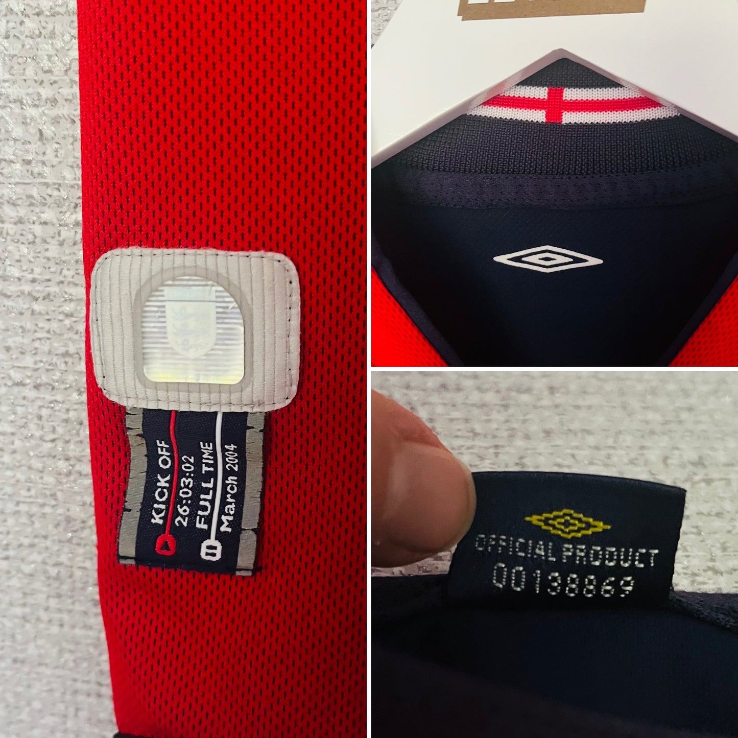 England away reversible football shirt W/C 2002 Beckham Small