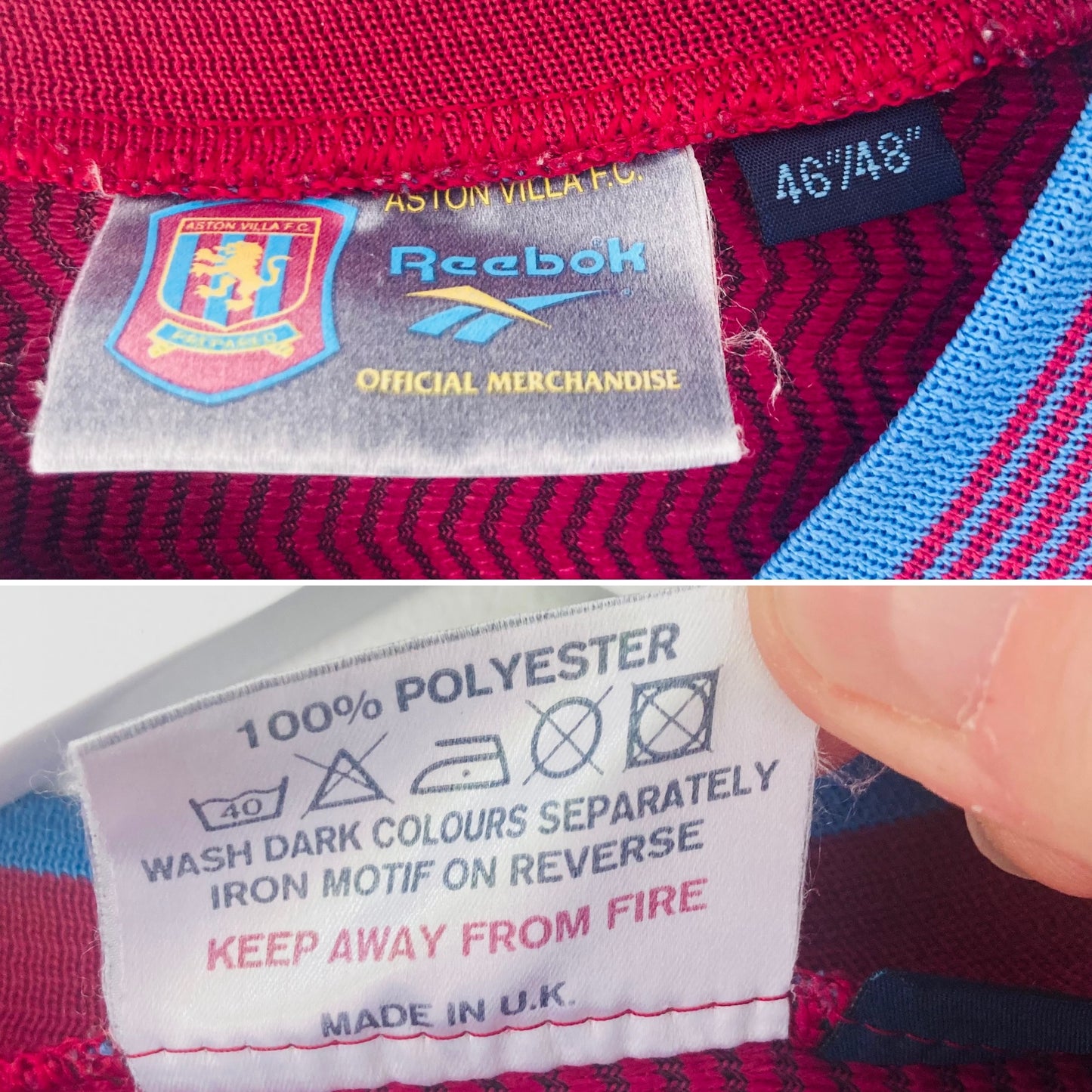 Aston Villa home football shirt 1997/98 Mark Draper XL