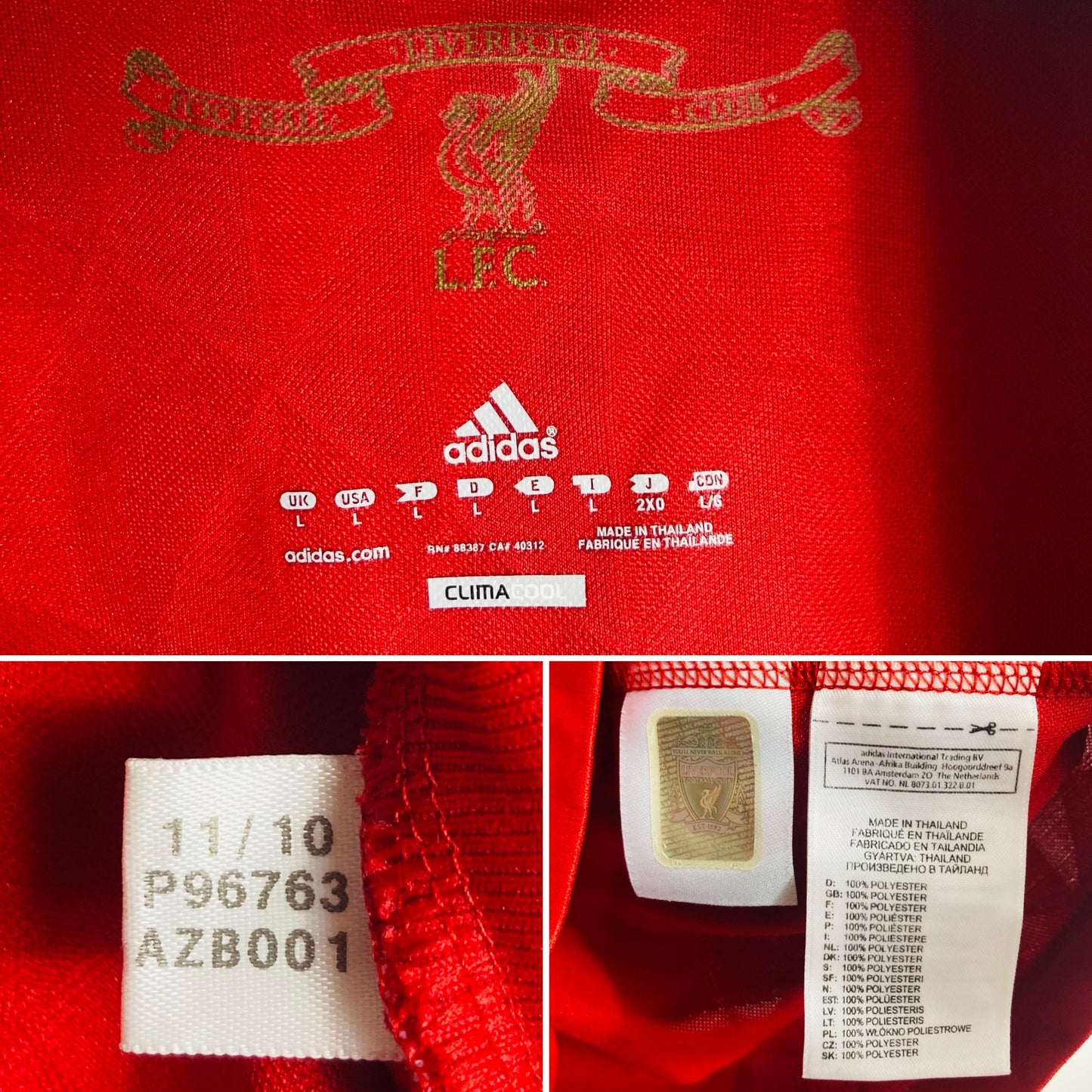 Liverpool home football shirt 2010/12 Suarez Large