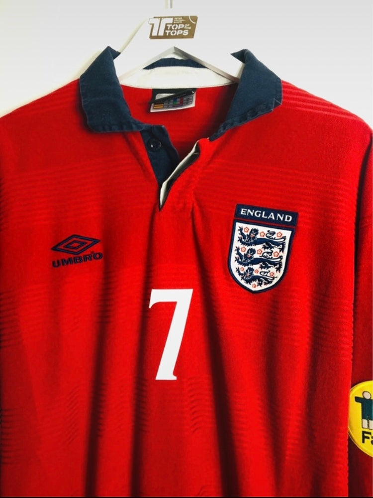 England away football shirt Beckham Med L/S Euro 2000