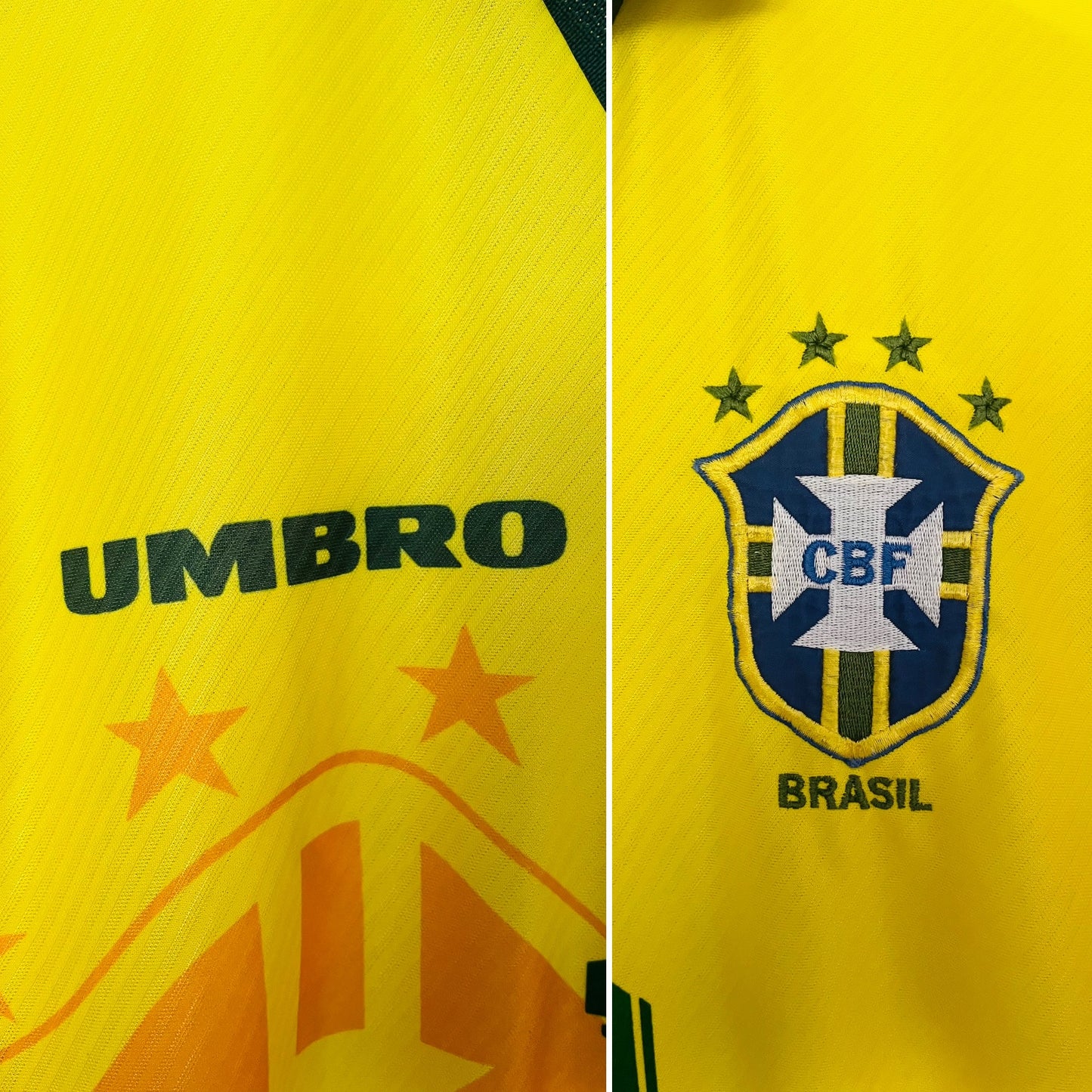Brazil home football shirt 1996 (R9) Ronaldinho 18 Medium